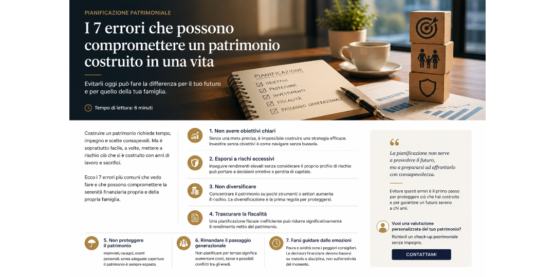 Copertina I 7 errori che possono compromettere un patrimonio costruito in una vita